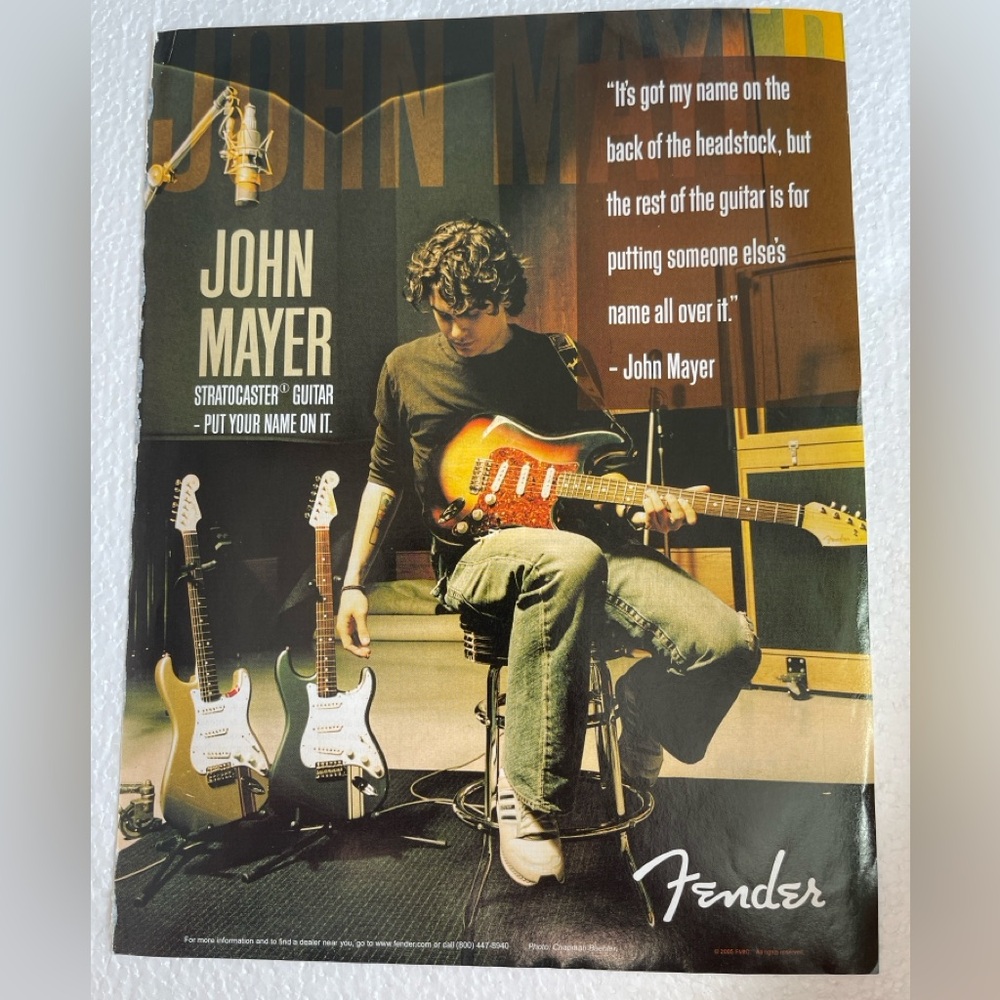 Fender Stratocaster Guitar pinup with John Mayer